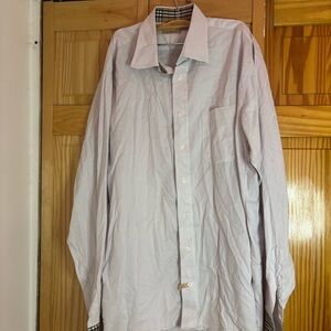 Burberry Men’s TB Logo White Dress Shirt Button Down Shirt Size L
